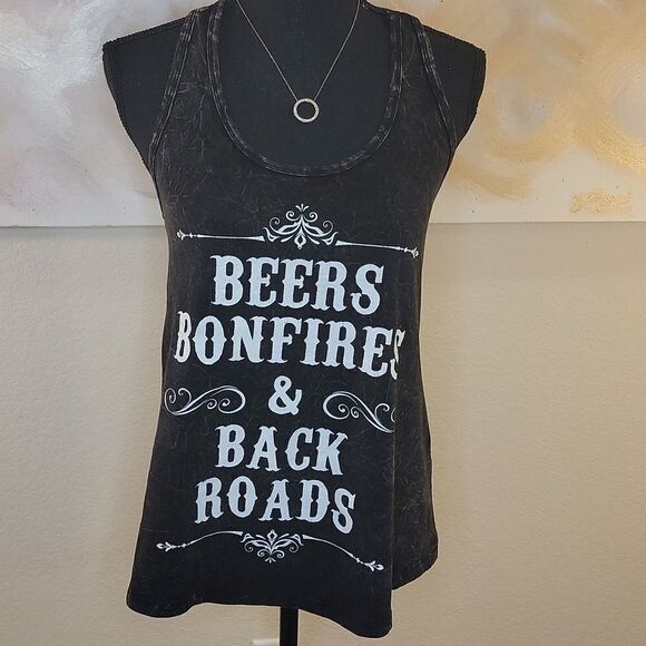 Black Racerback Tank Top "Beers Bonfires & Backroads" - Picture 5 of 13